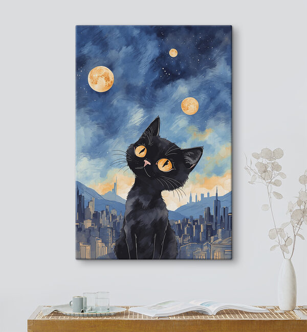Quadri Un gatto che guarda la luna