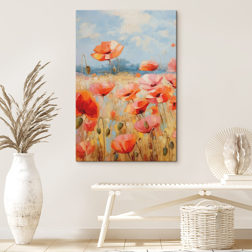 A painting of red flowers