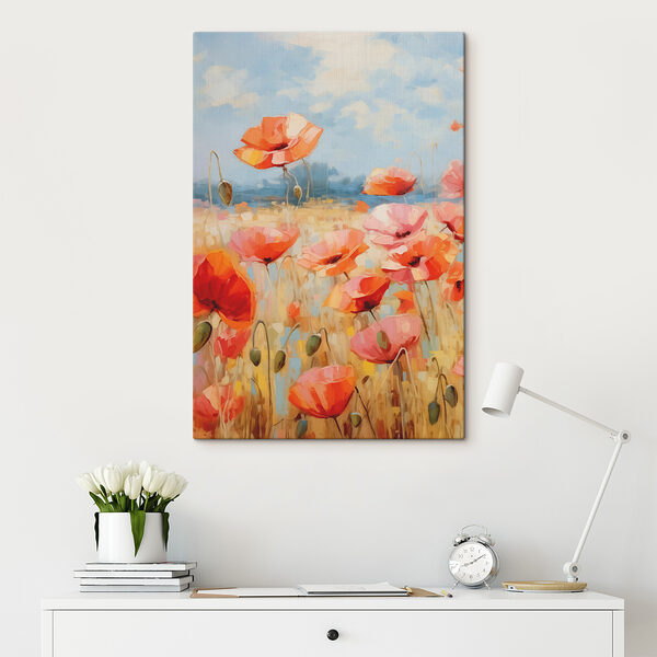 A painting of red flowers