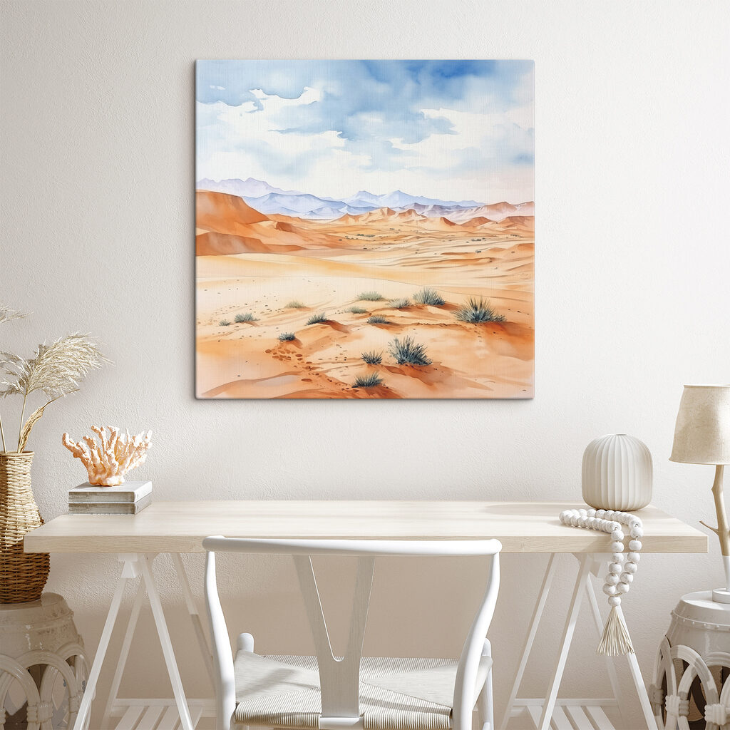 A watercolor of a desert landscape A watercolor of a desert landscape