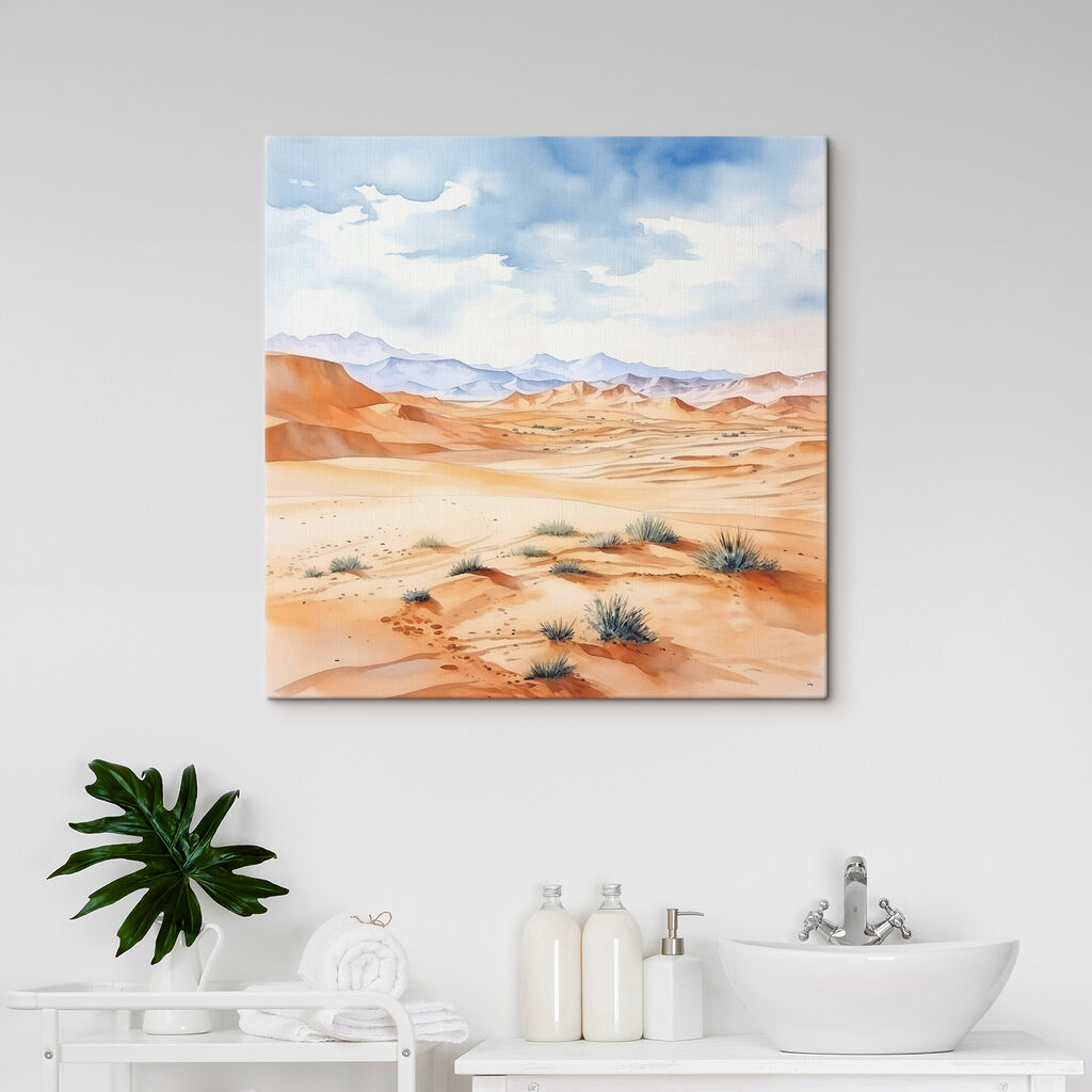 A watercolor of a desert landscape A watercolor of a desert landscape