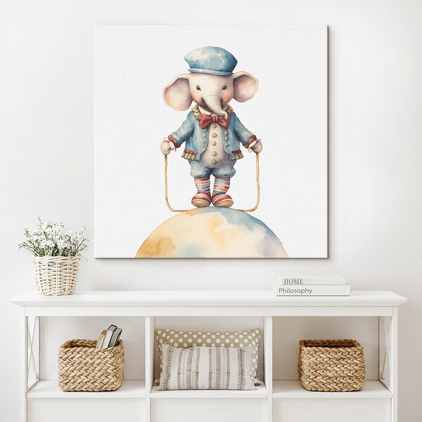 An elephant standing on a rope An elephant standing on a rope