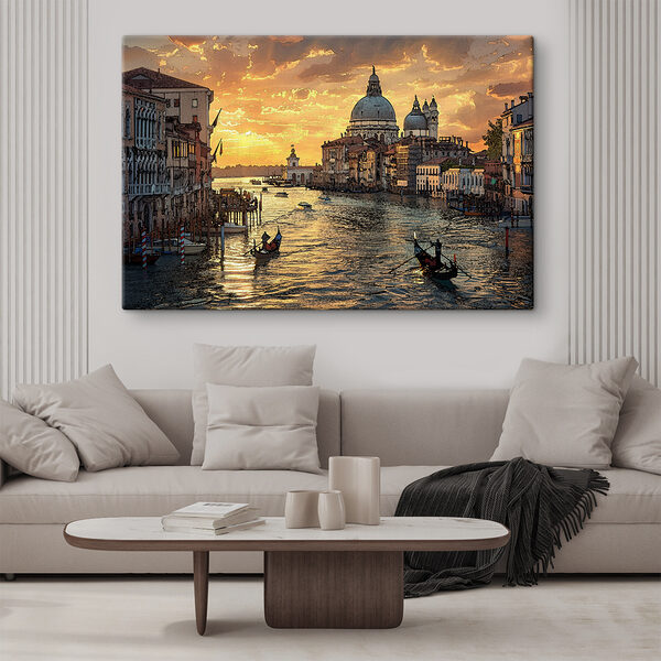 Quadri Quadri Uno specchio d'acqua con barche ed edifici sullo sfondo (COD: s38963)