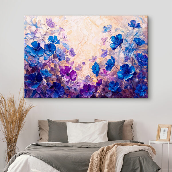 Quadri Quadri Un dipinto raffigurante fiori blu e viola (COD: s38964)