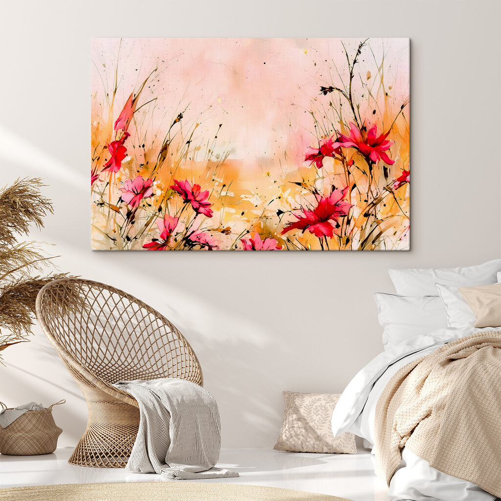 A painting of flowers and grass A painting of flowers and grass