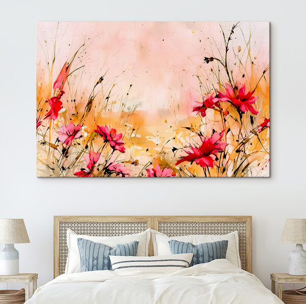A painting of flowers and grass A painting of flowers and grass
