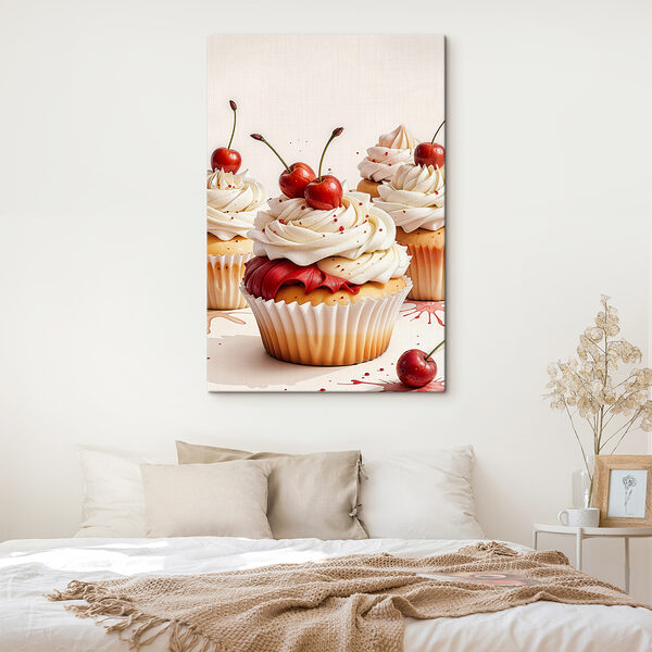 Quadri Quadri Una porzione di cupcake con ciliegie (COD: s38973)