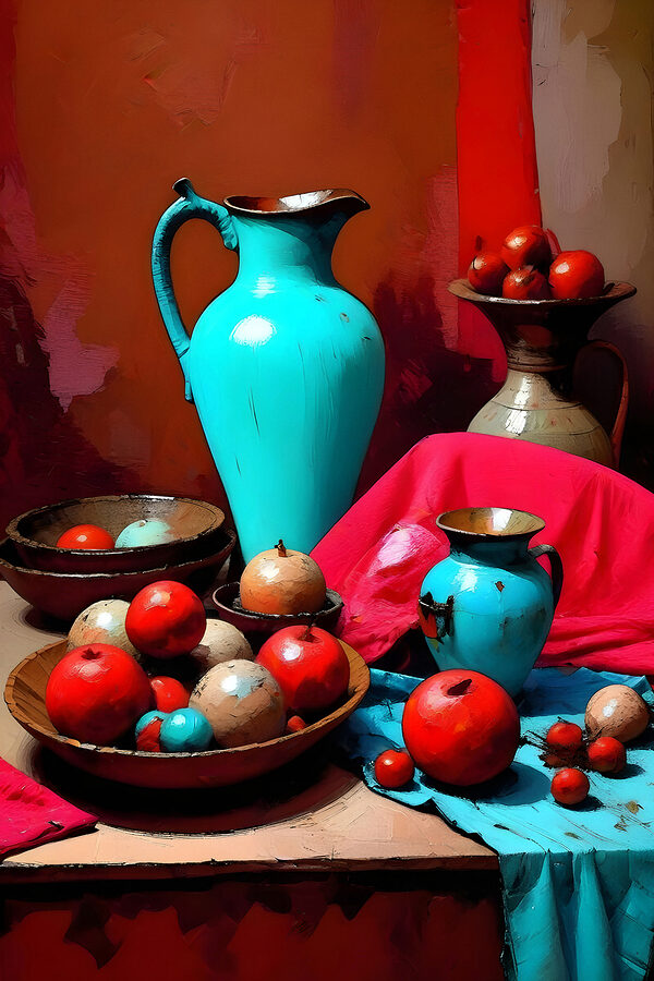 A group of bowls and bowls of fruit