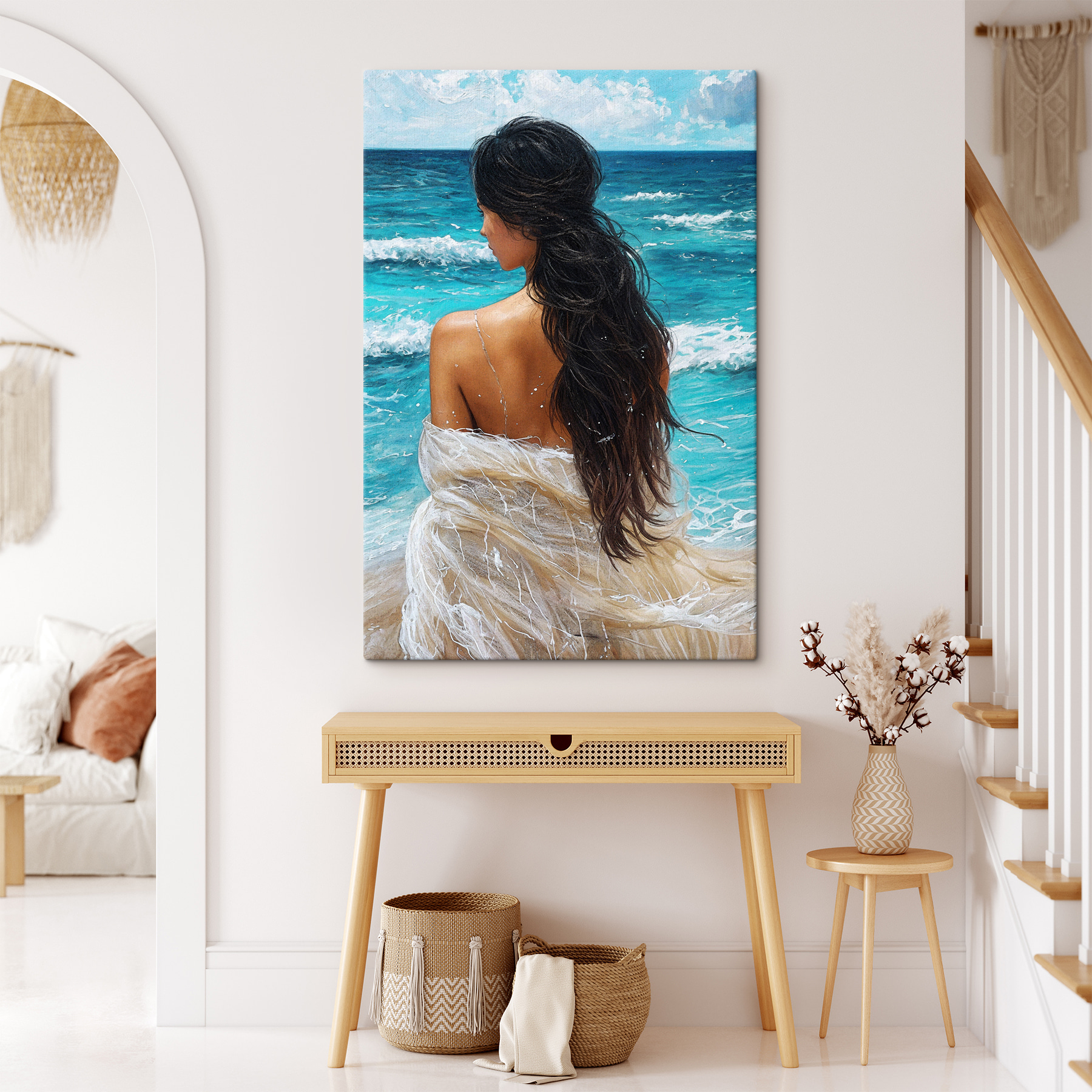 A woman sitting in the water