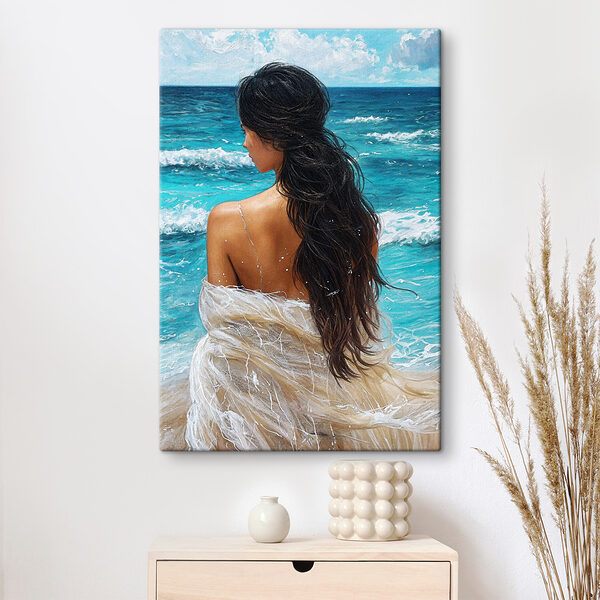 A woman sitting in the water
