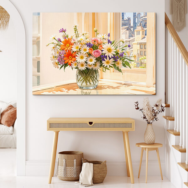 Quadri Un vaso di fiori su un tavolo