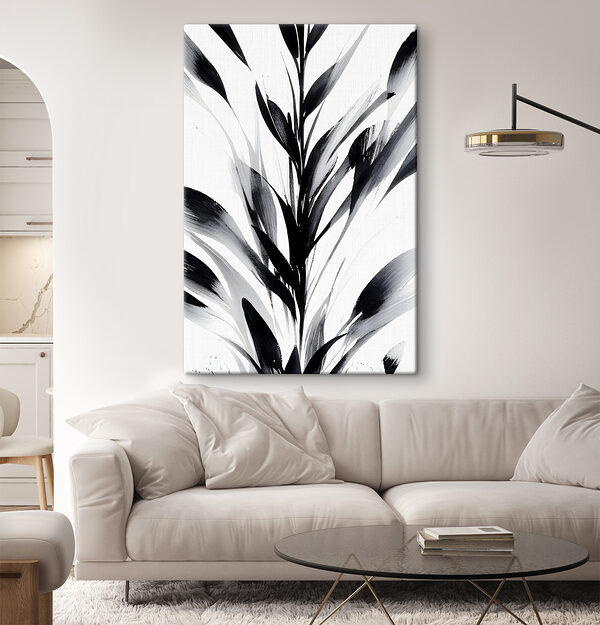 Quadri Quadri Un'immagine in bianco e nero di una pianta (COD: s38981)