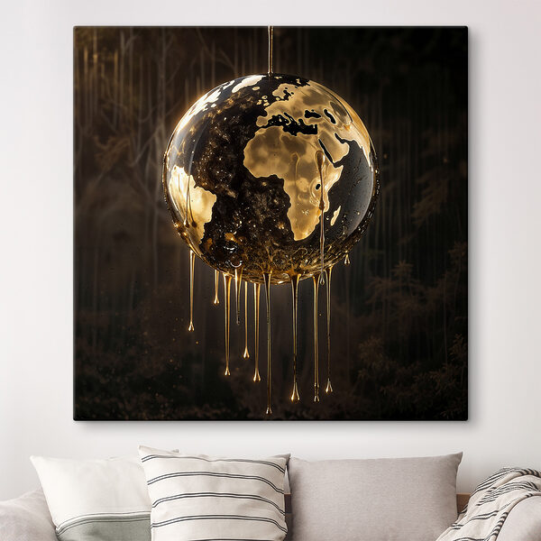 Un mappamondo da cui gocciola del liquido Quadri Un mappamondo da cui gocciola del liquido