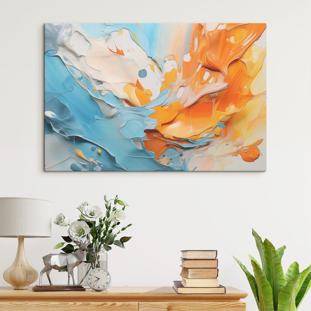 A close up of a painting