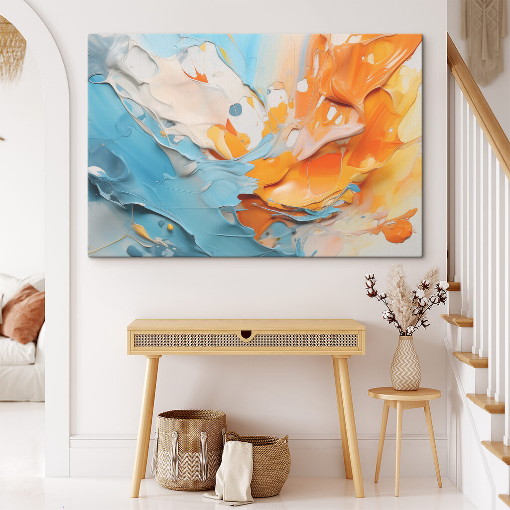 A close up of a painting