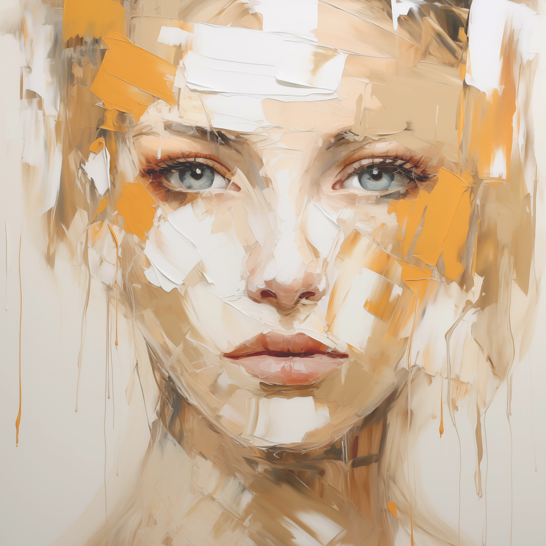 A painting of a woman's face