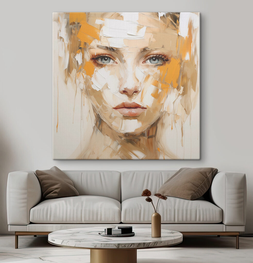 A painting of a woman's face