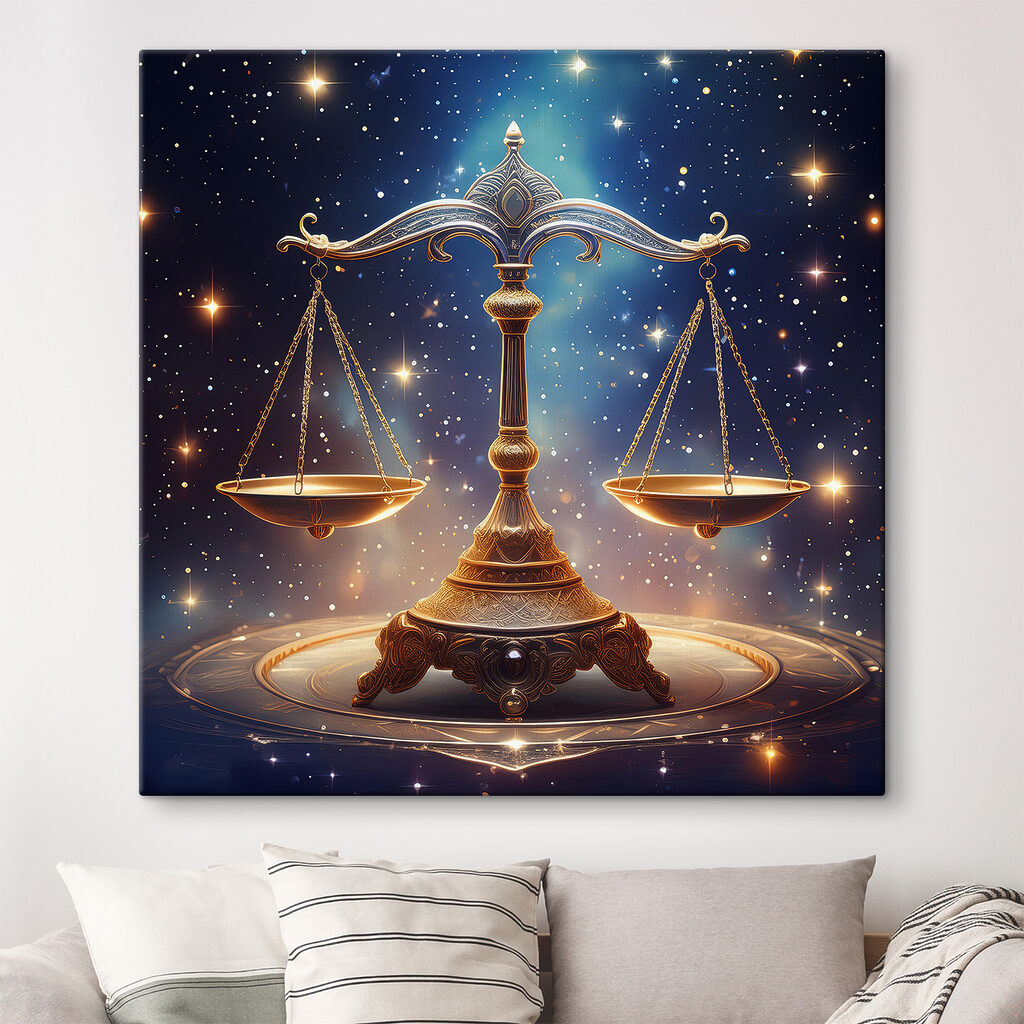 Scales of justice in starlit sky Scales of justice in starlit sky