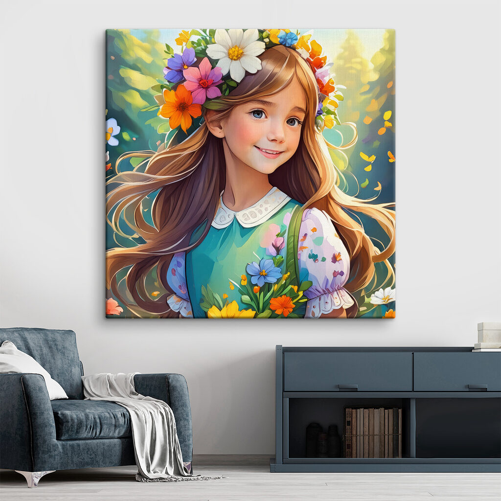 A girl with flowers in her hair