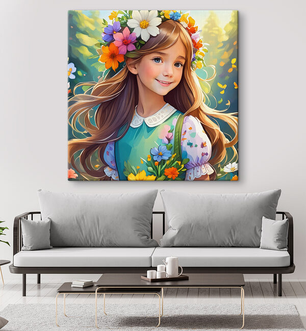 A girl with flowers in her hair