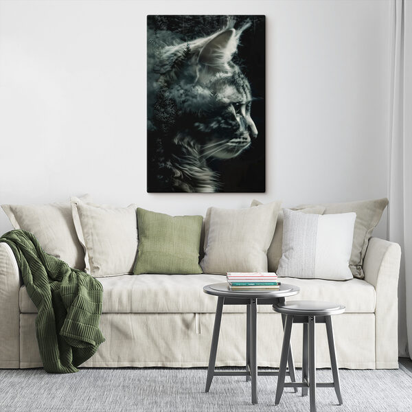 Quadri Un gatto con una doppia esposizione di alberi
