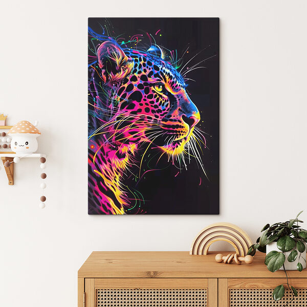 A colorful leopard with black background