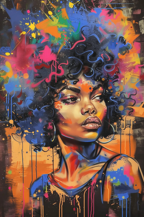 A woman with colorful hair