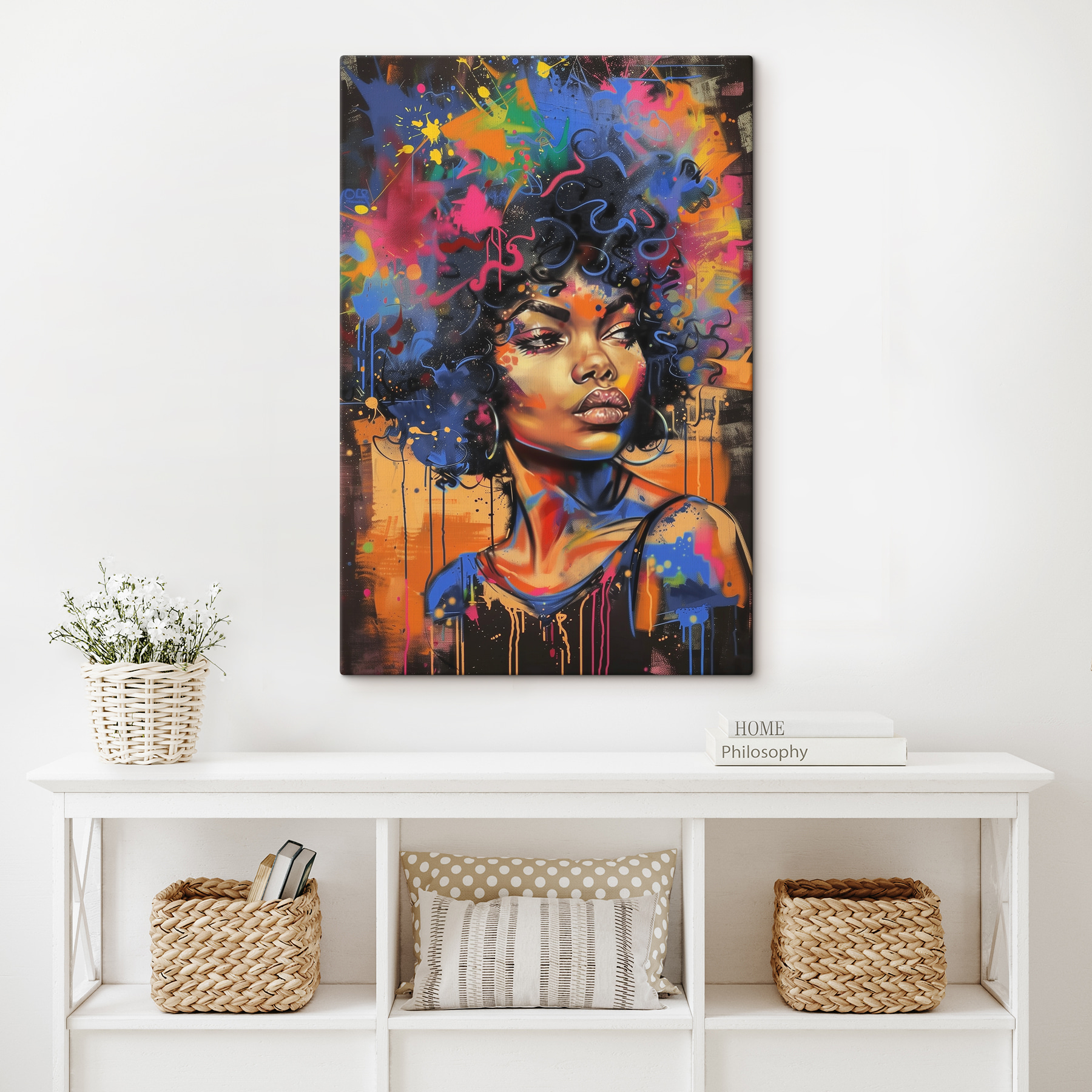 A woman with colorful hair