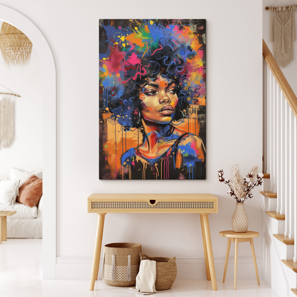 A woman with colorful hair