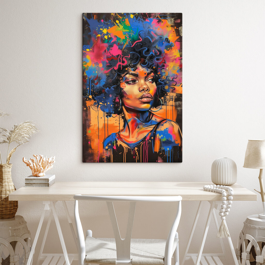 A woman with colorful hair
