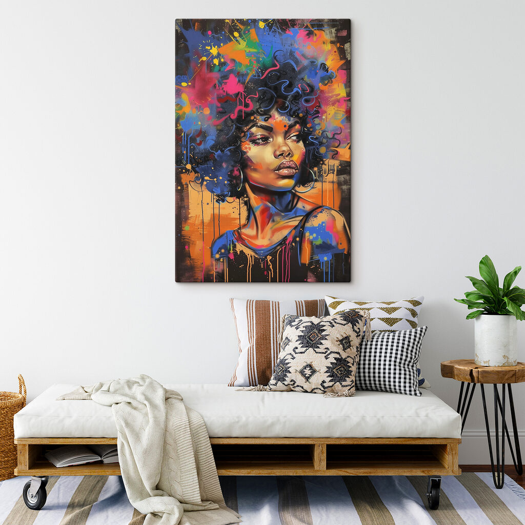 A woman with colorful hair