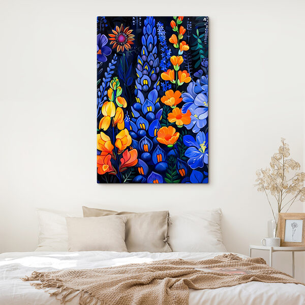 A colorful flowers on a black background