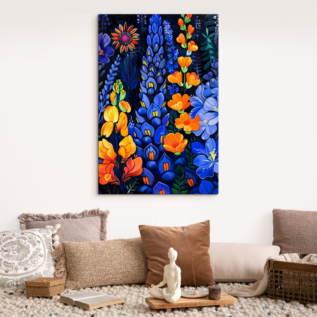 A colorful flowers on a black background