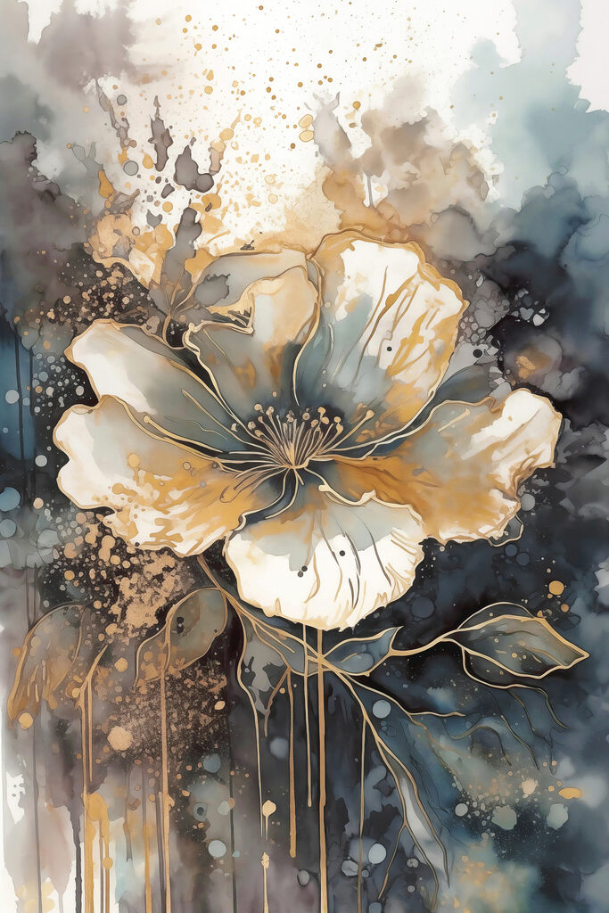 A painting of a flower