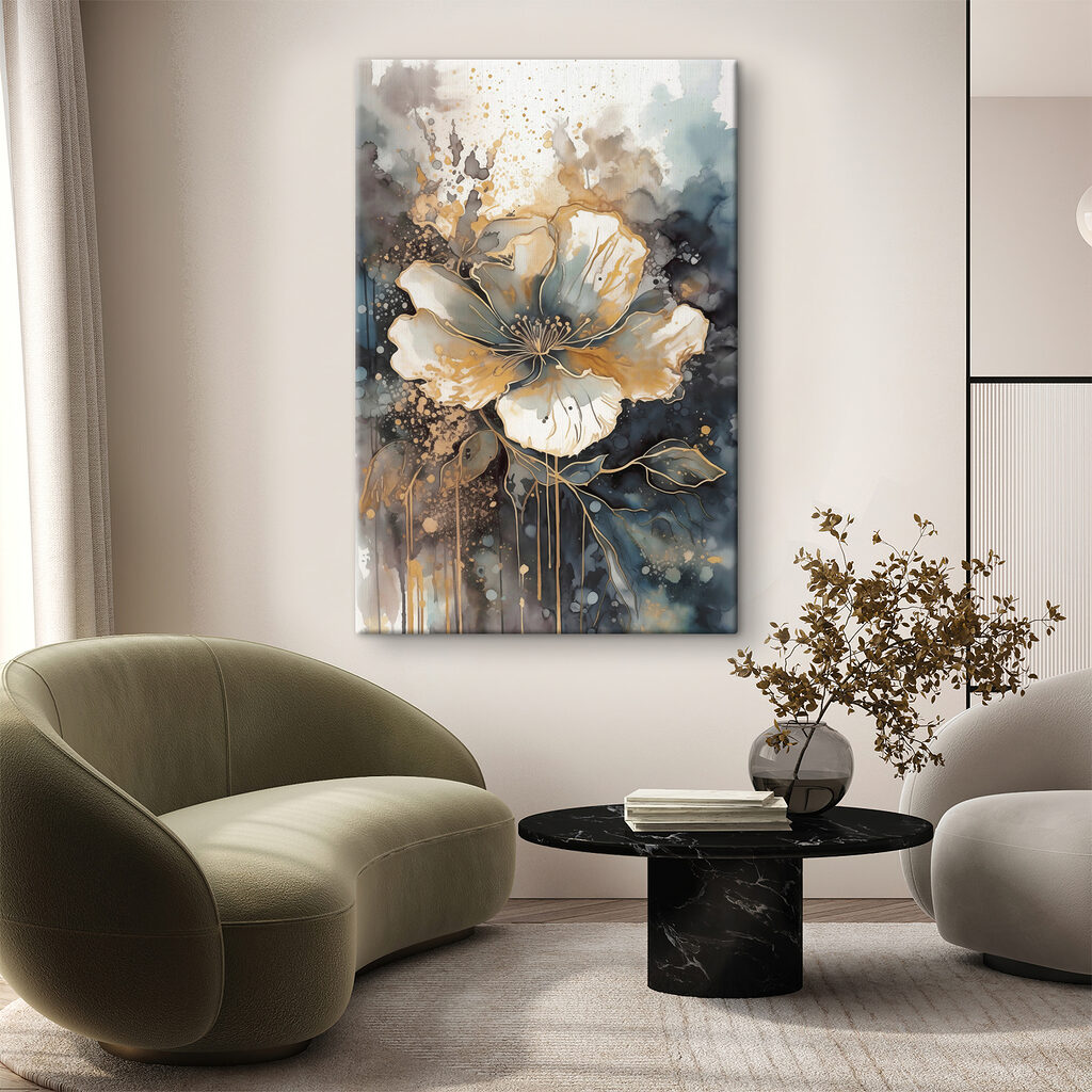 A painting of a flower