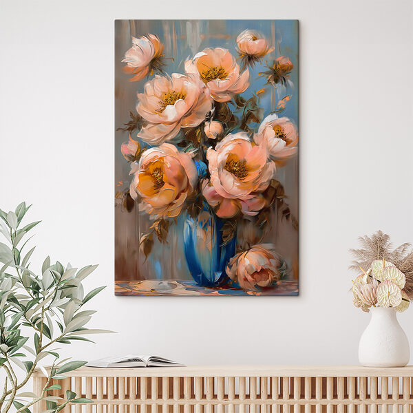 A painting of flowers in a vase