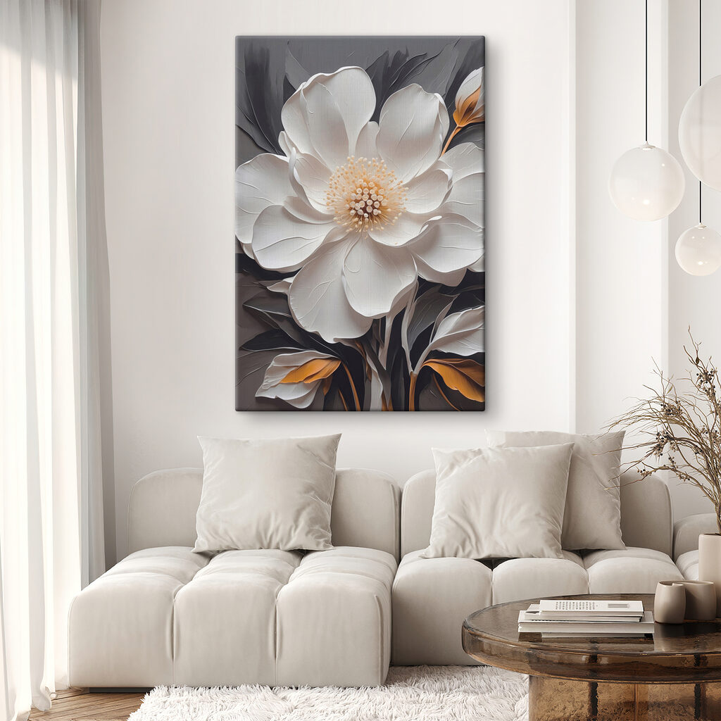 A white flower with yellow center