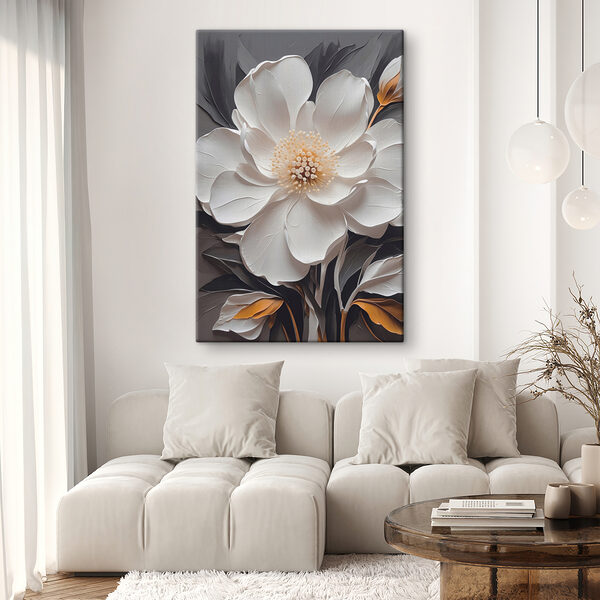 A white flower with yellow center