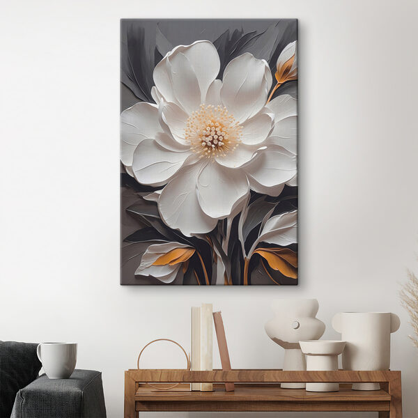 A white flower with yellow center