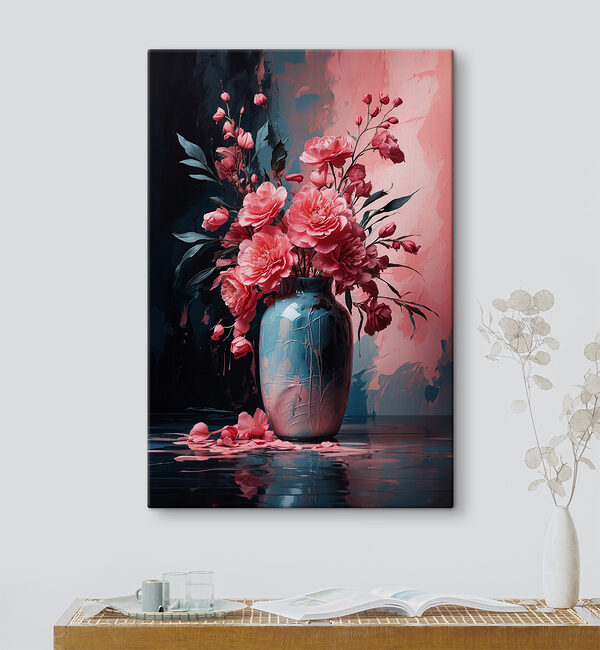 Quadri Un vaso con fiori rosa