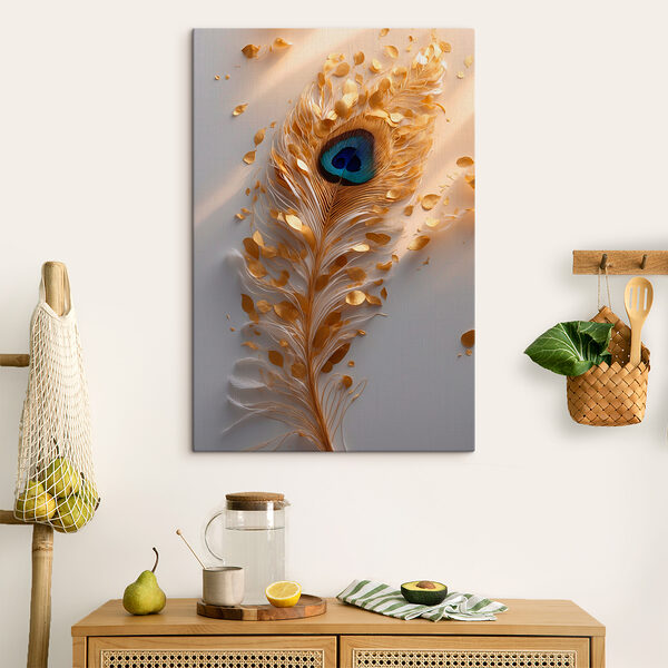 Peacock feather with vibrant accents