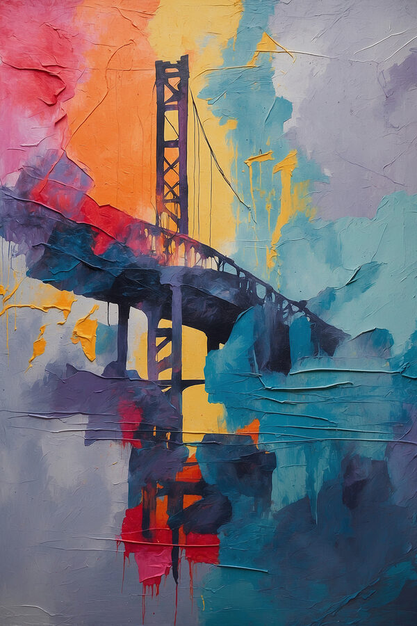 A painting of a bridge A painting of a bridge