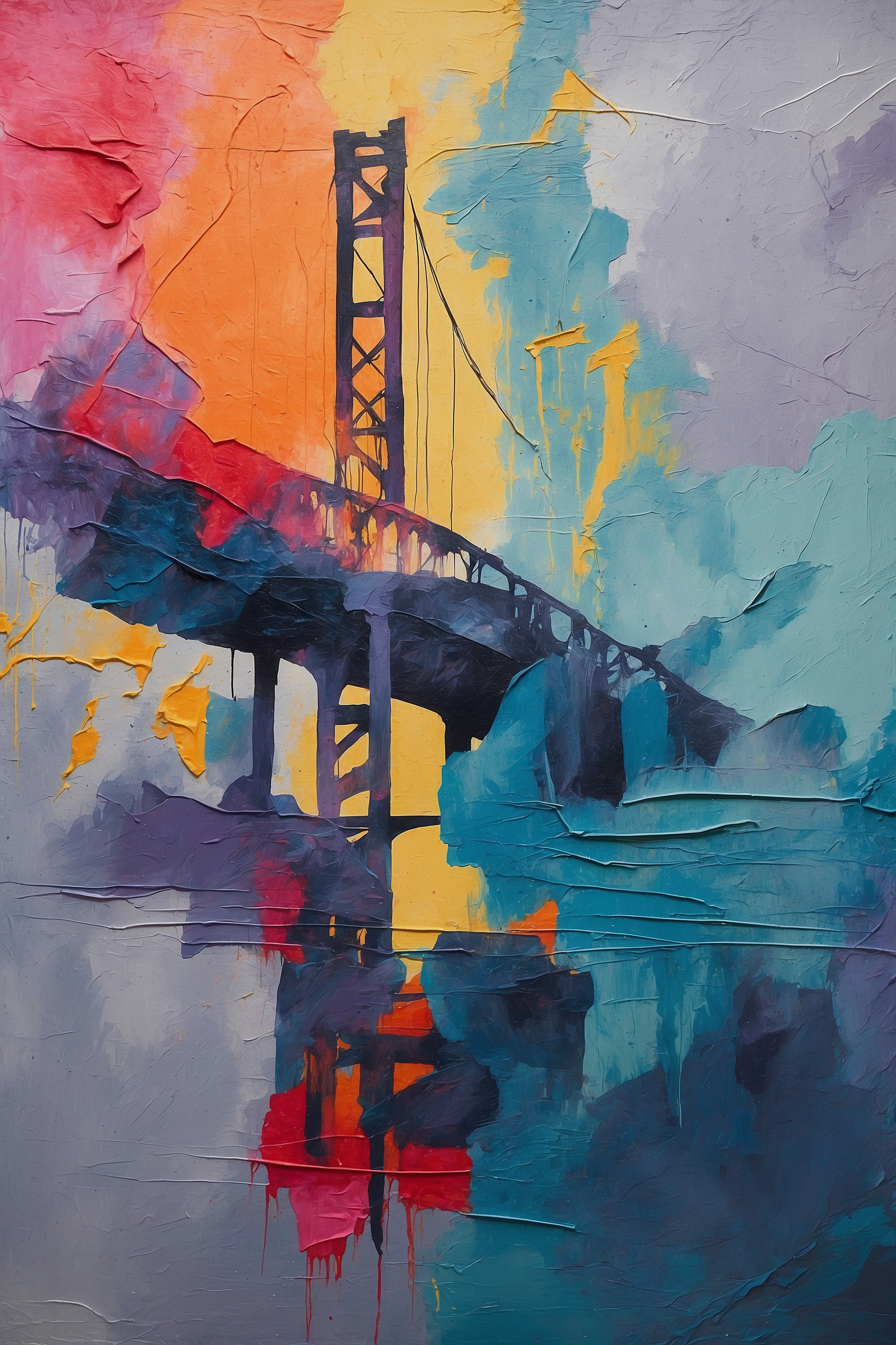 A painting of a bridge A painting of a bridge