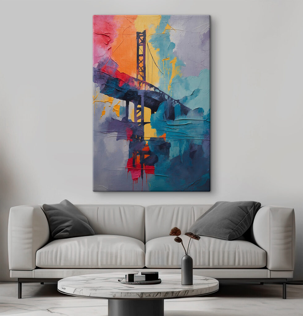 A painting of a bridge A painting of a bridge