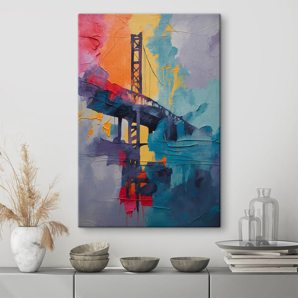 A painting of a bridge A painting of a bridge