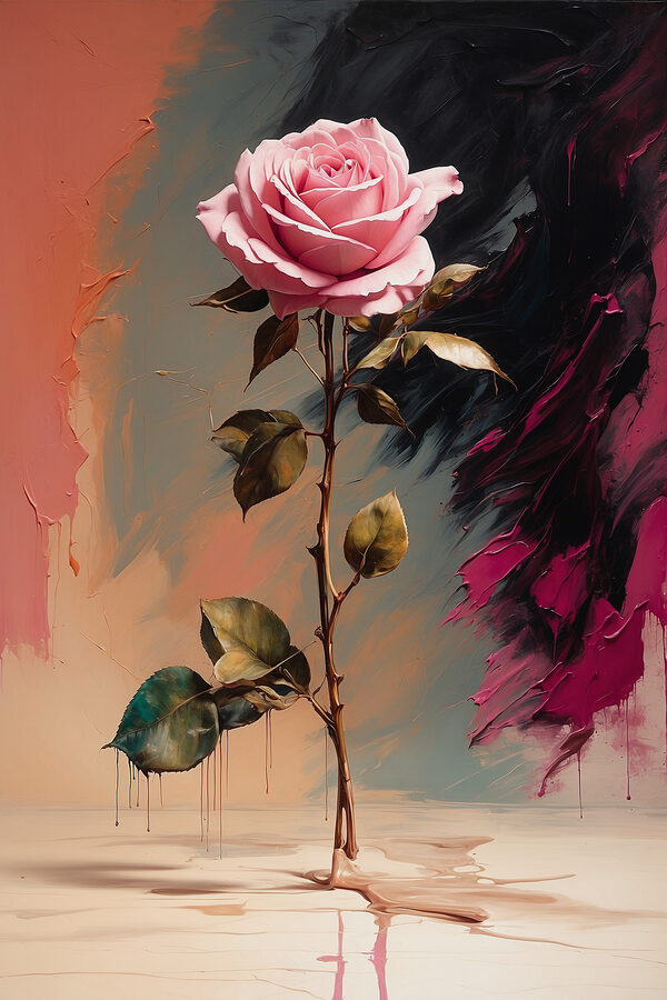 A pink rose on a stem