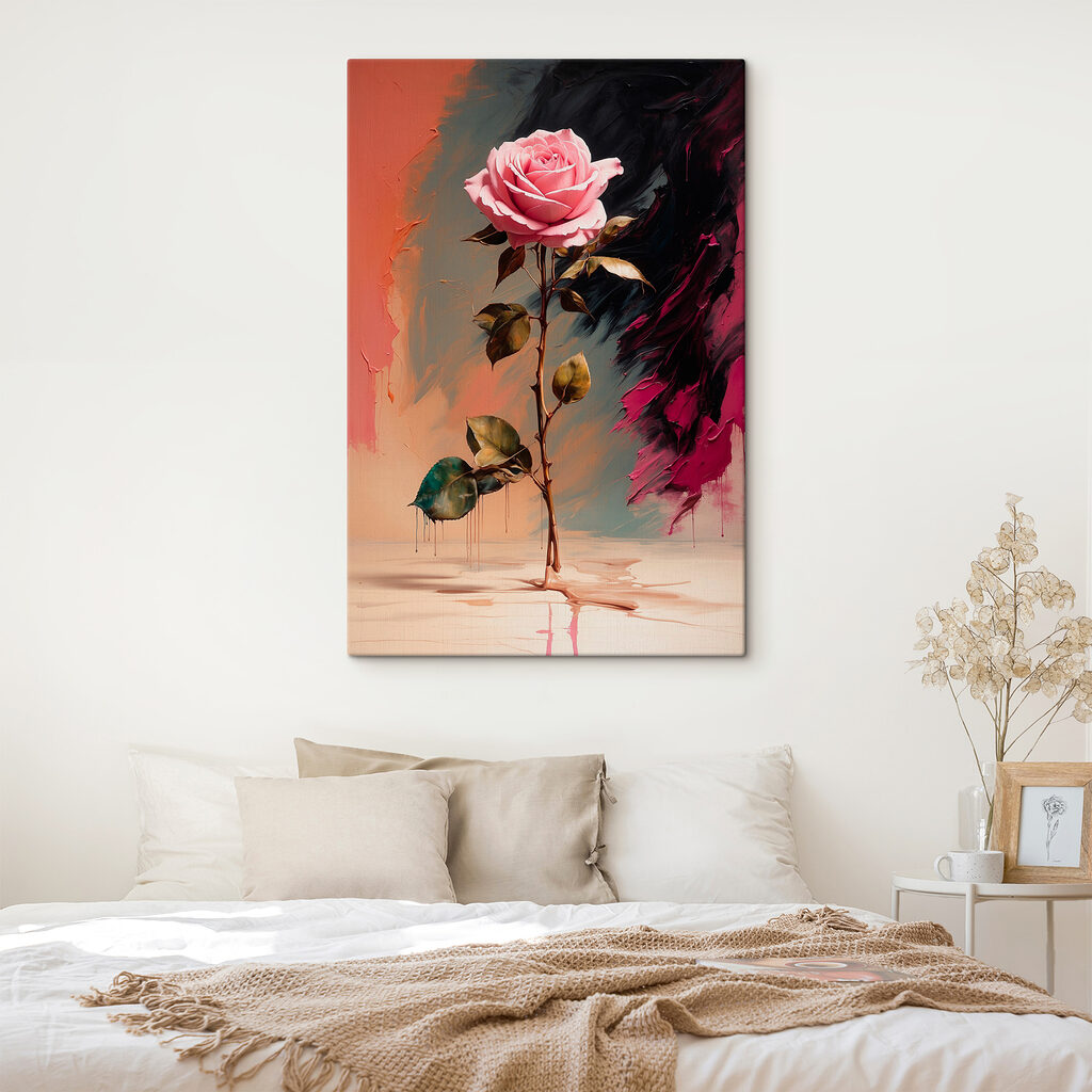 A pink rose on a stem
