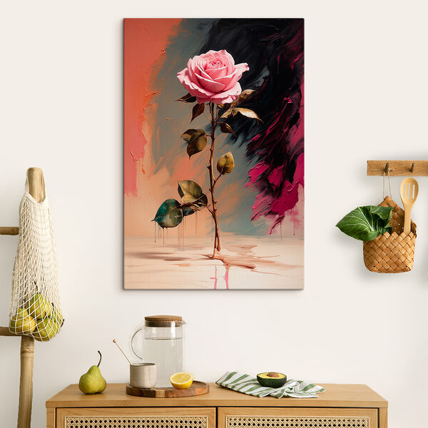 A pink rose on a stem
