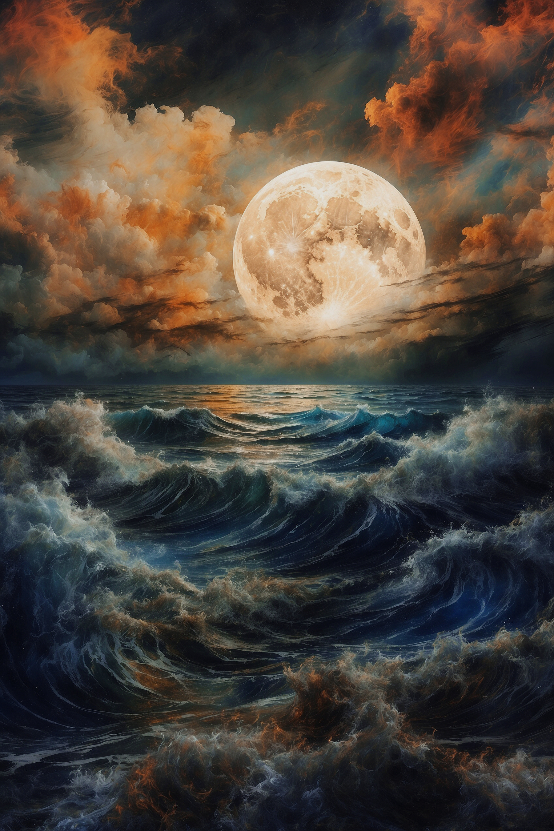 A full moon over a body of water