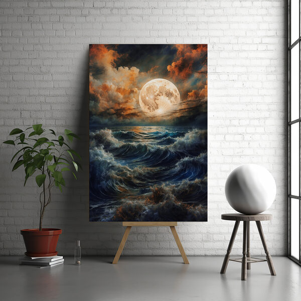 Quadri Una luna piena su uno specchio d'acqua